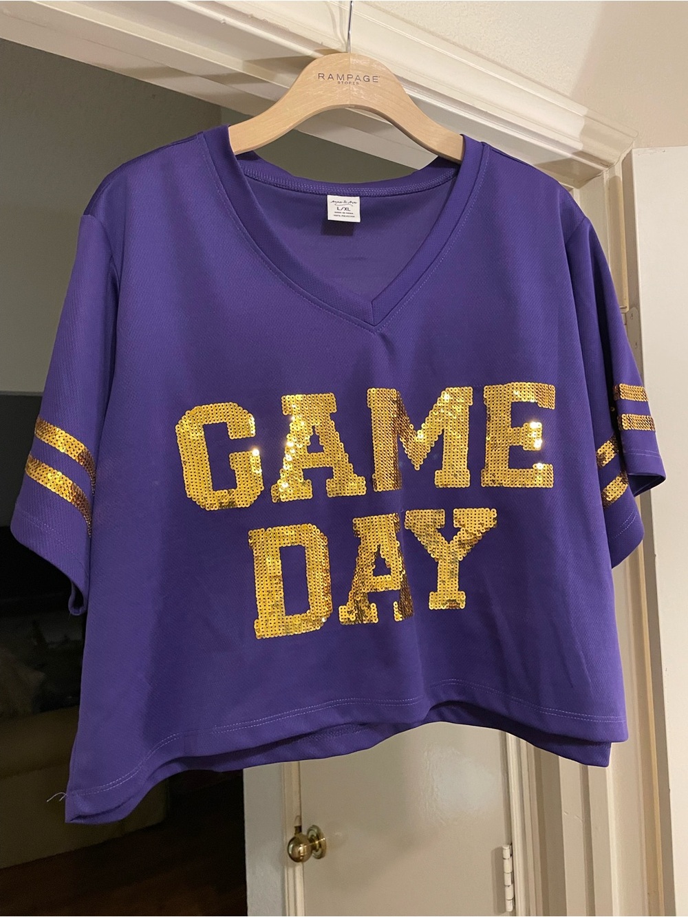 LSU Nike Visor
 Nike SB White and Purple Sneakers
Game Day Crop Top